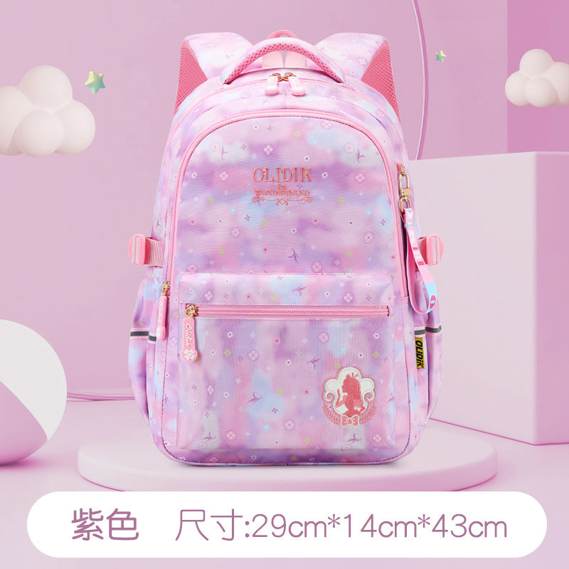 School bag, primary school students, girls, grades 1, 2, 3 to 6, girls, light burden reduction, spine protection, cute children's backpack