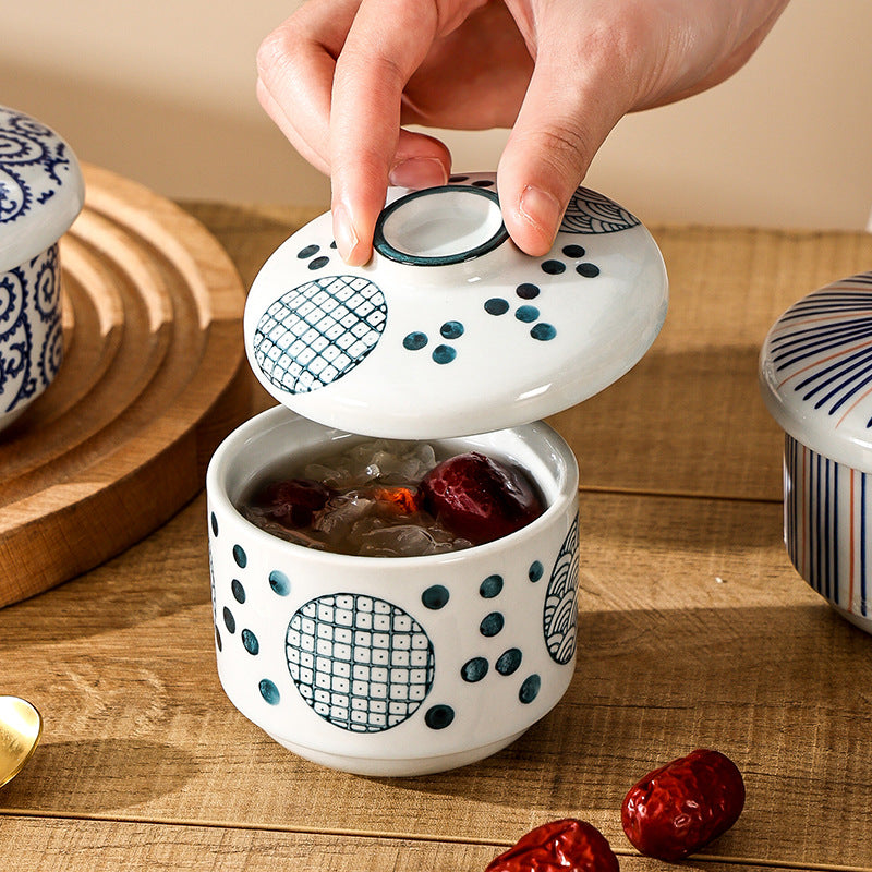 Creative ceramic underglaze dessert stew pot bird's nest tonic steamed egg bowl hotel restaurant high-looking small stew pot with lid