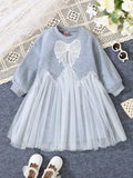 Girls' spring dress  new style kids chic princess dress baby mesh patchwork sweatshirt dress - yingshang