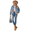 Fashion cross-border foreign trade independent station  new washed denim leopard print python print short jacket tops