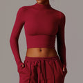 European and american style quick-dry long sleeve workout top - high neck, compression fit, versatile outerwear, yoga shirt 8933