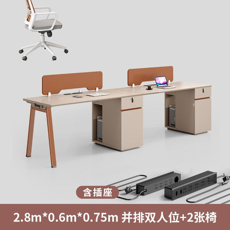 Saint li office desk and chair set - 4/6 seater minimalist modern office table with partition workstation computer desk