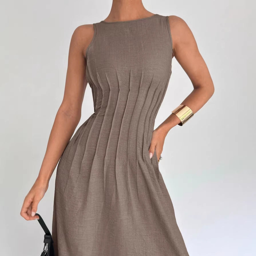new european and american style solid color sleeveless dress - perfect for cross-border  sales