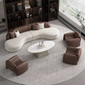 Business reception room negotiation area sofa lounge three-seater office coffee table top grain leather