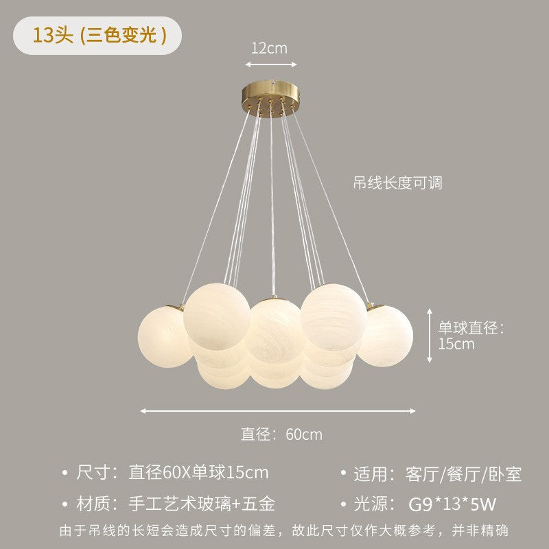 French Planet Light Bubble Ball Chandelier Cream Wind Lighting Light Luxury Living Room Bedroom Lighting Magic Bean Cloud Moon Light