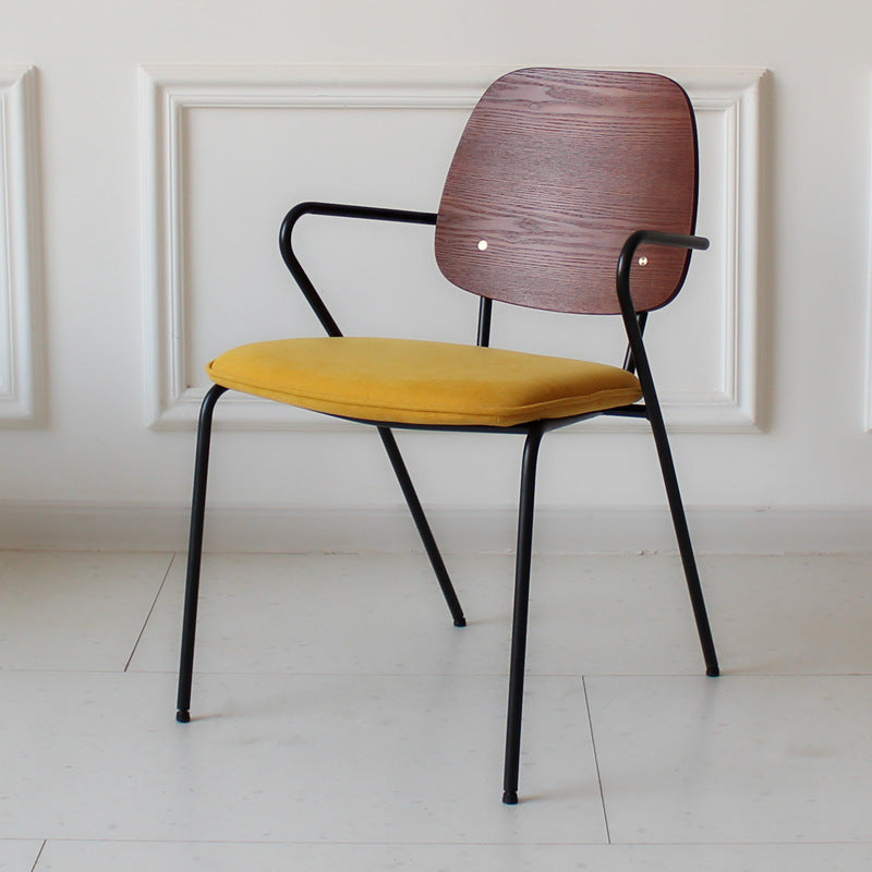 American loft restaurant retro leather dining chair cafe industrial style wrought iron chair designer casual back chair