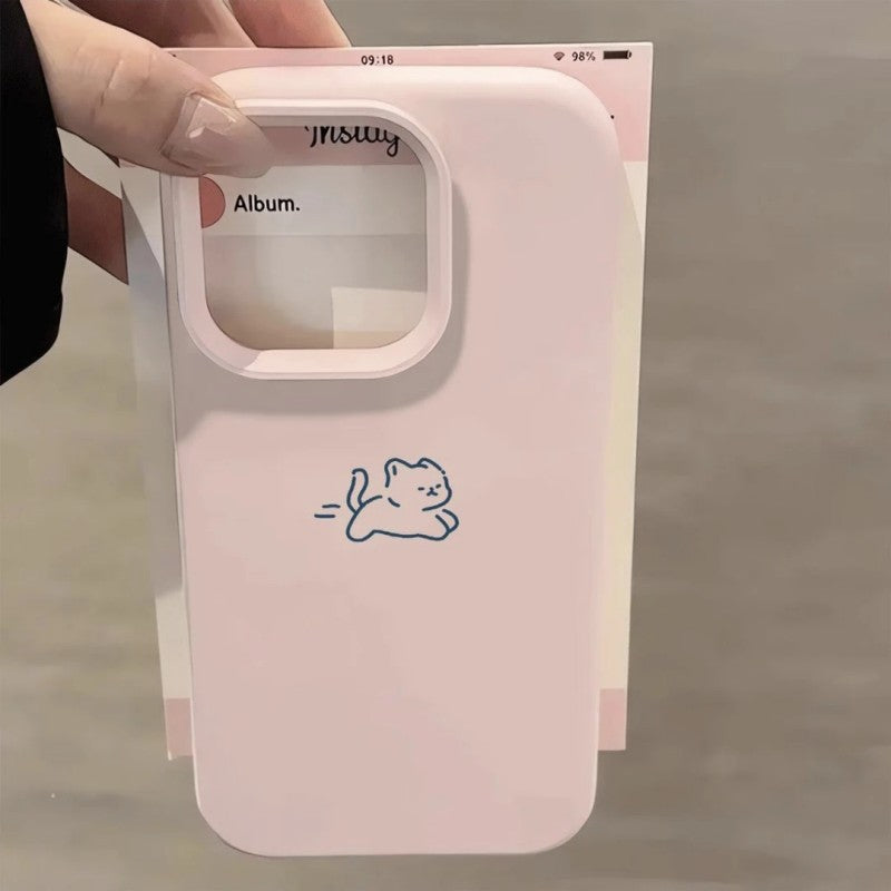 Cute simple drawing kitten suitable for iphone17promax korean style gentle style apple 16 mobile phone protective case