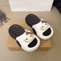 2026 summer new color block slides for women, versatile and cute cartoon design, comfortable thick sole eva height increasing thong sandals