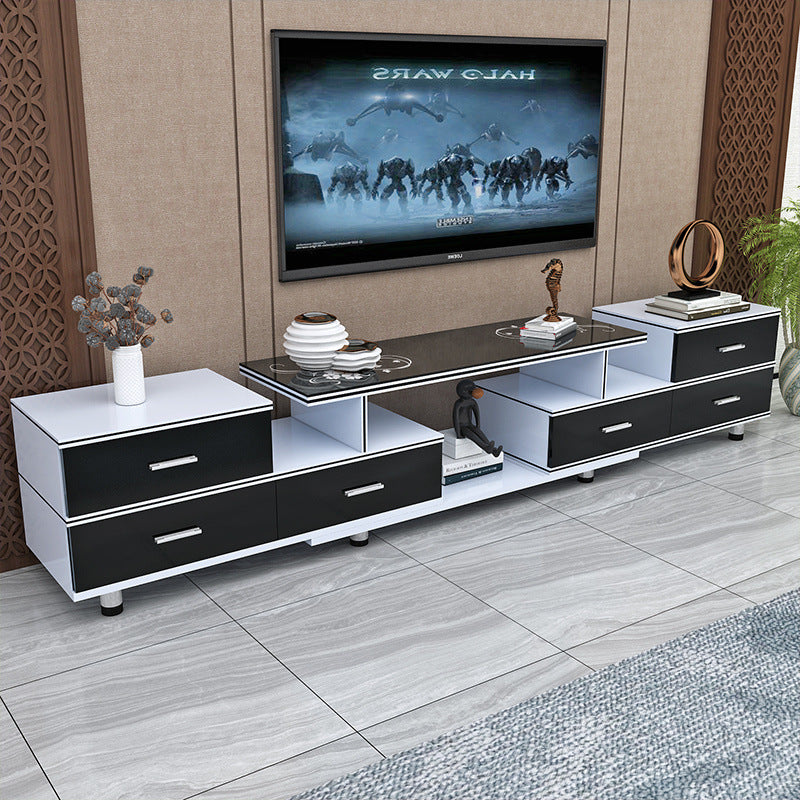 Tempered glass extendable tv stand & coffee table set - minimalist modern european style for small apartments - home living room tv cabinet