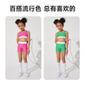 spring/summer new kids' yoga outfit - training, activewear, color block, high-waisted, criss-cross, fitness crop top for girls