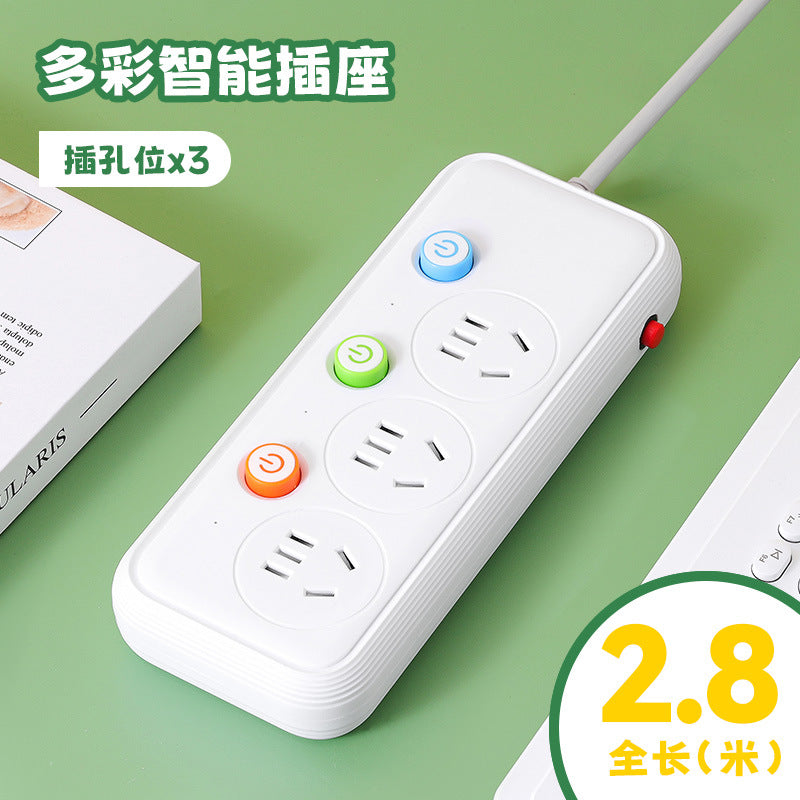 Multi-outlet power strip with individual switches, long cord, usb ports, for home and office use - wired power strip