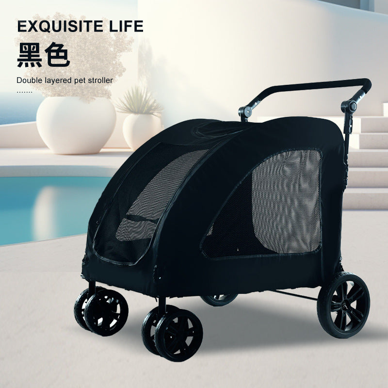 wholesale medium and large dog outdoor stroller pet stroller golden retriever giant dog foldable dog auxiliary stroller