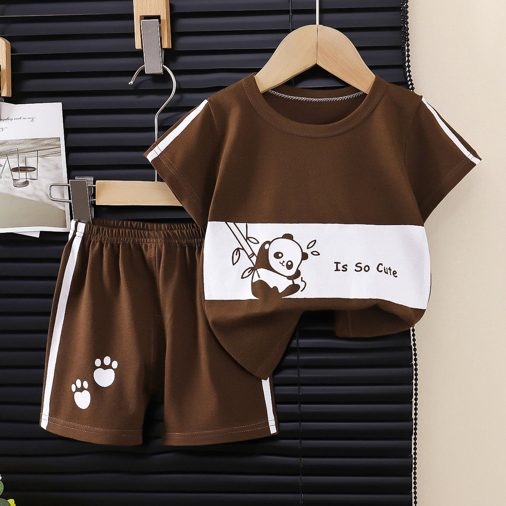 new kids' short-sleeve striped t-shirt set - summer baby & toddler clothing, korean style