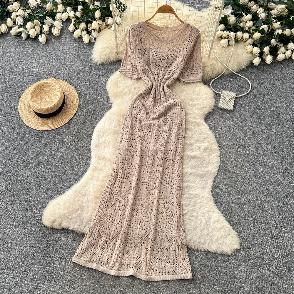 Vacation style laceembroider sleeveless dress female summerstylish feature v neck lantern sleeve waist slimming look long skirt