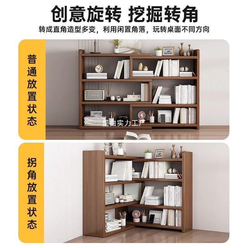 Solid wood color bookshelf Desktop shelf Children's desk Storage rack Household desk Small bookcase Office locker