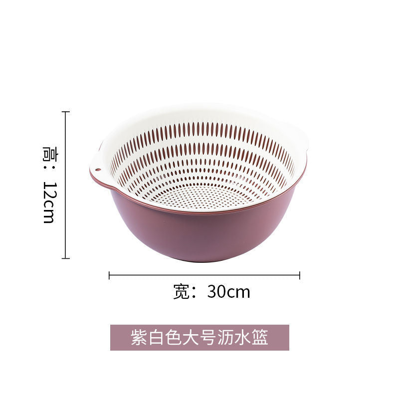 Double-layer sink drain basket six-piece set kitchen living room for home fruit washing plate casual plastic rice washing basket