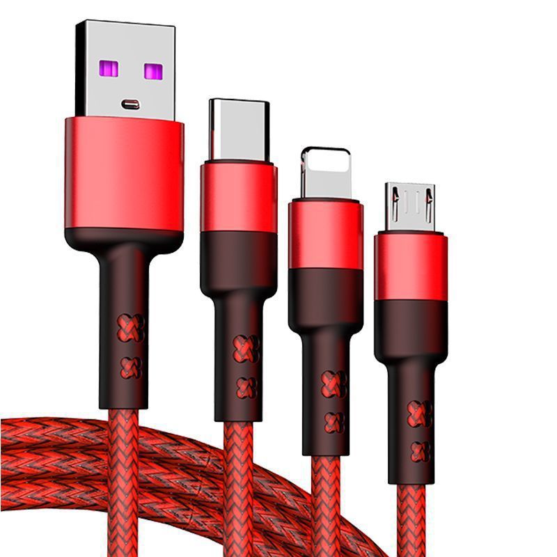 Bold 240W flash charging data cable 3-in-1 suitable for Apple, Huawei VIVO Xiaomi OPPO mobile phone charging cable 6A