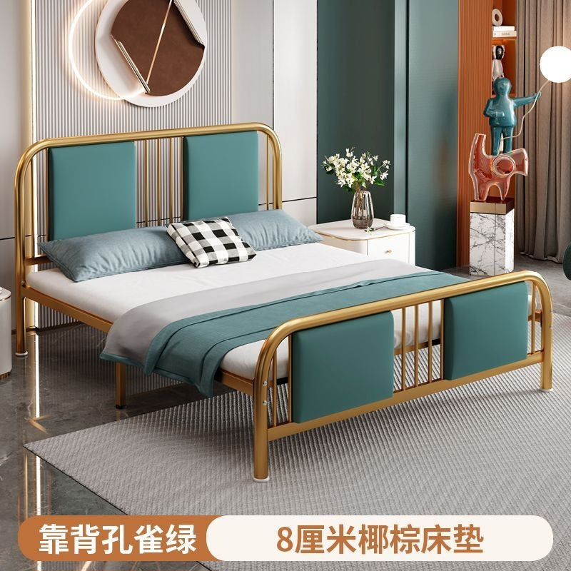 Iron bed double modern casual soft bed for home soft back bed apartment 1.35m b&b single iron bed