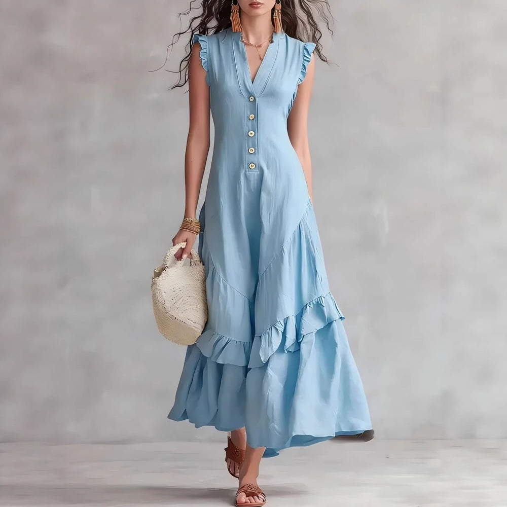 european and american cross-border  independent station new arrivalelegantelegancenormcore cotton and linen women's sleeveless dress