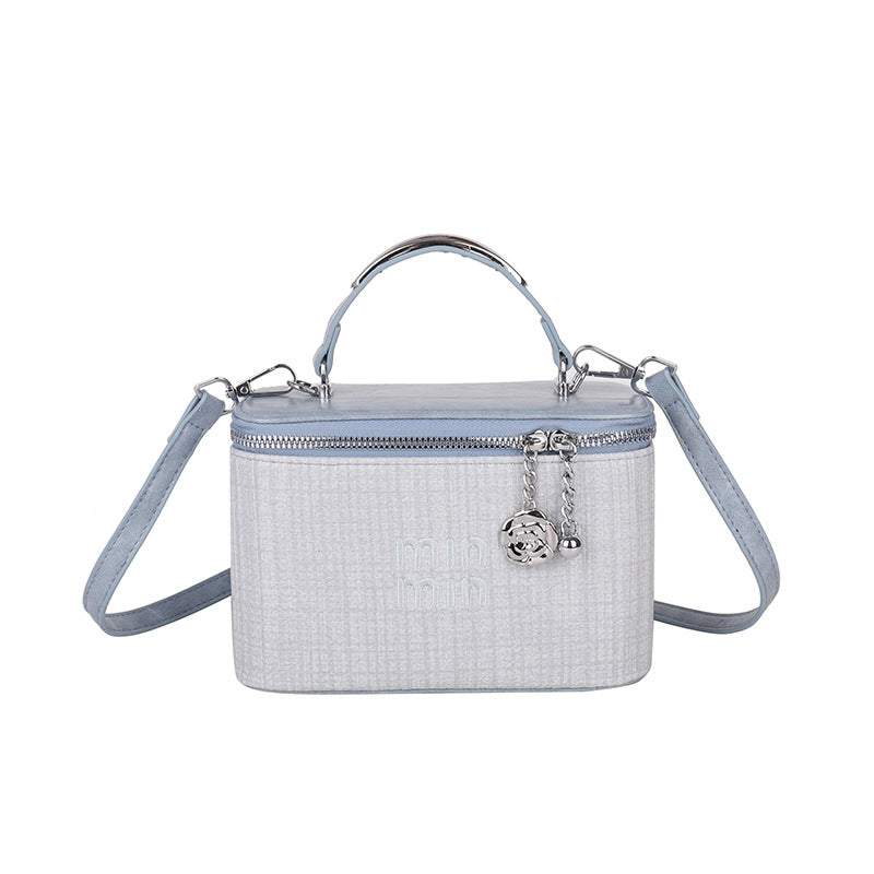 Cross-border niche striped casual box bag women's summer fashion commuter handbag Korean version retro versatile messenger bag