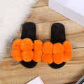 European and american style fashion pom-pom slippers - amazon new autumn/winter collection, plus size fox fur, export model, autumn/winter cotton slippers for women