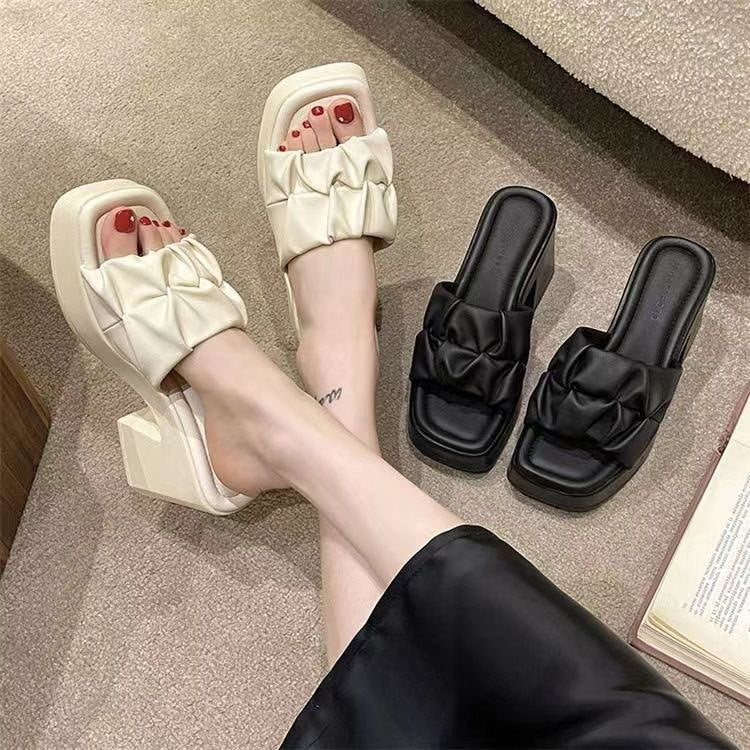 High-heeled slippers for women 2026 summernew arrival open toe thick heel waterproof platform thick soleoutwearplatform shoeseasiest for match one-line sandals