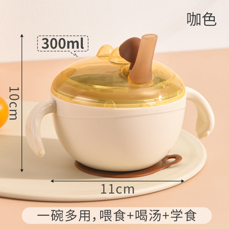 Baby food bowl with straw - anti-spill, suction cup, keeps warm - perfect for soups, cereal, and solid foods