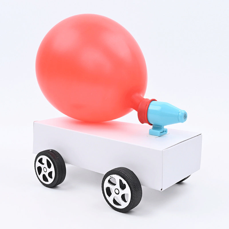 Balloon recoil trolley carton invention scientific experiment self-made vehicle primary school teaching version supporting small production recommendation