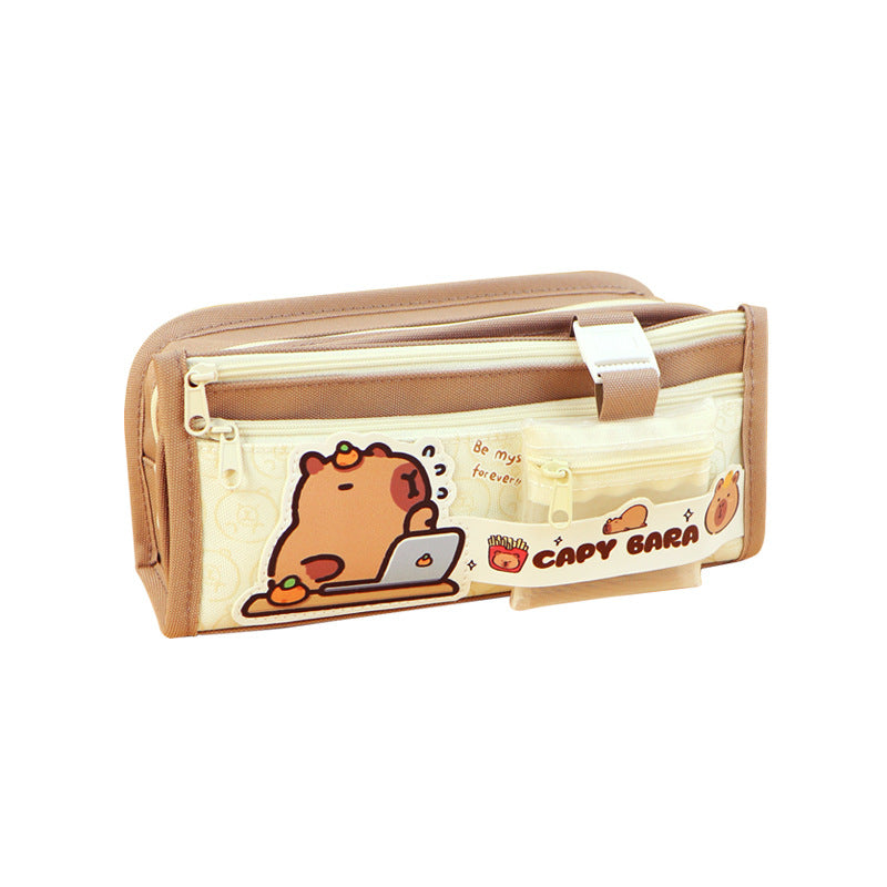 Kapibara pencil case ins high-value pencil case pencil case cute milk huhu large-capacity stationery box