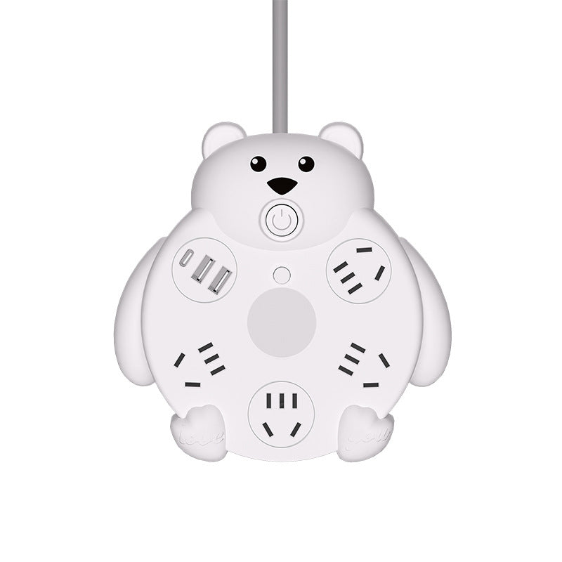 Retractable cord socket panel multifunctional with usb multi-outlet power strip cartoon home with long cord power strip
