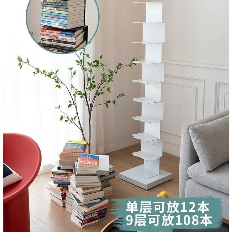 Nordic influencer-inspired invisible corner bookshelf: wall-mounted, freestanding, multi-tier storage solution for study, living room, and more