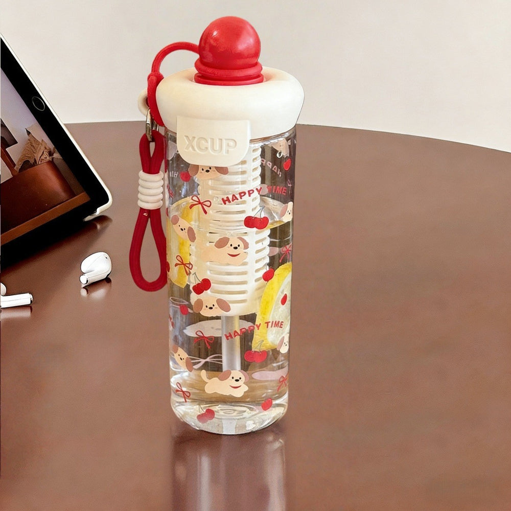 Ins style summer ice cream space water cup large capacity portable strap plastic cup tea water separation tea cup