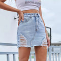 Pre-sale-31012# cross-border women's fashion european and american ins retro ripped personalized high waist slimming look denim half body