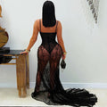 C7520 cross-border   fashion women's sexy lace-trimmed see-through slip dress