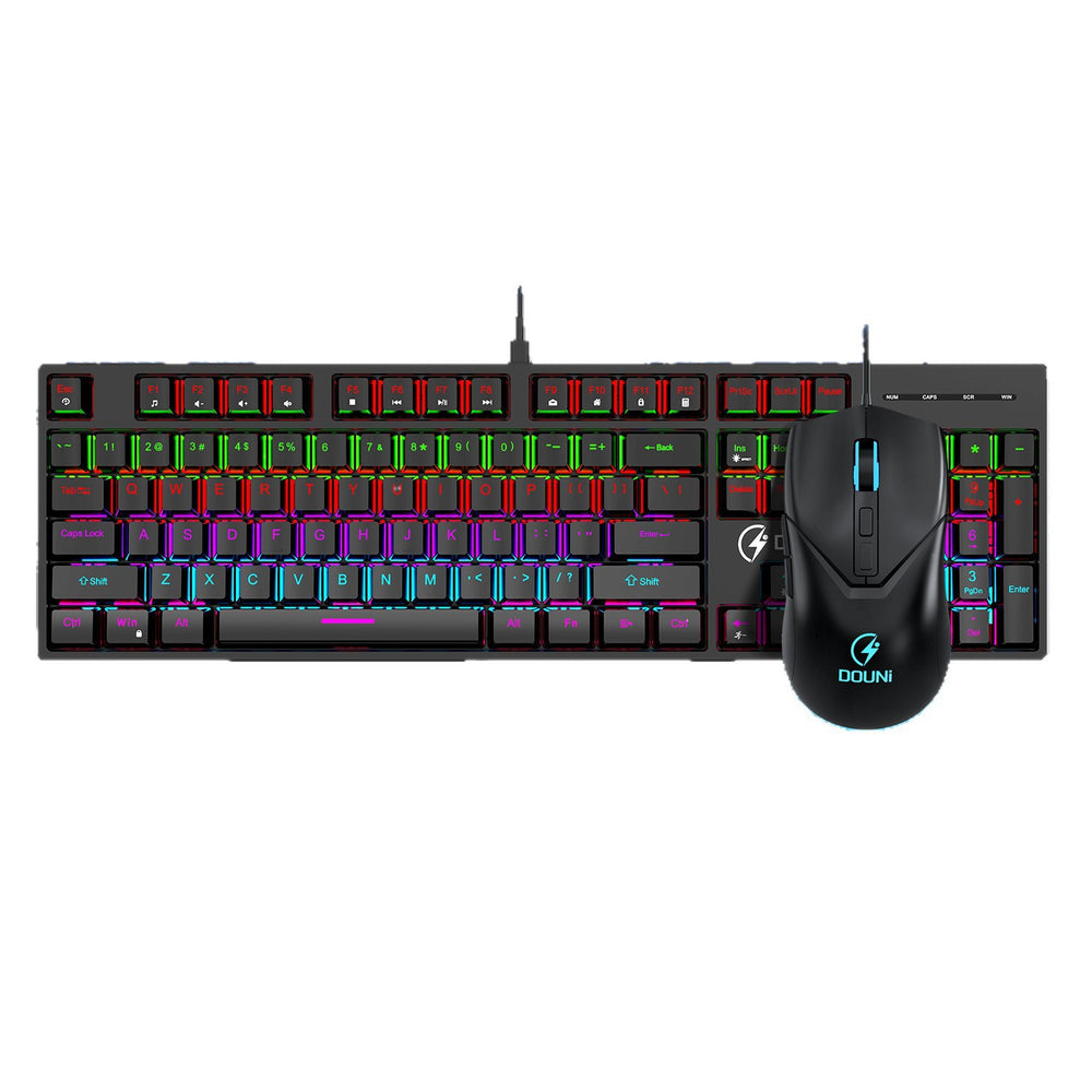 Dou ni mt520 true mechanical keyboard - blue switch, rgb lighting, gaming, office, laptop, cross-border e-commerce