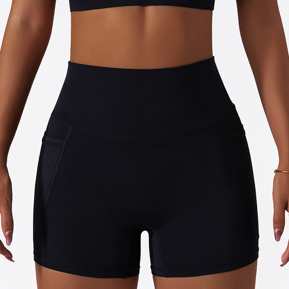 Summer barely-there athletic shorts - quick-dry, compression yoga pants with pockets - breathable cycling, running, and fitness shorts 6425