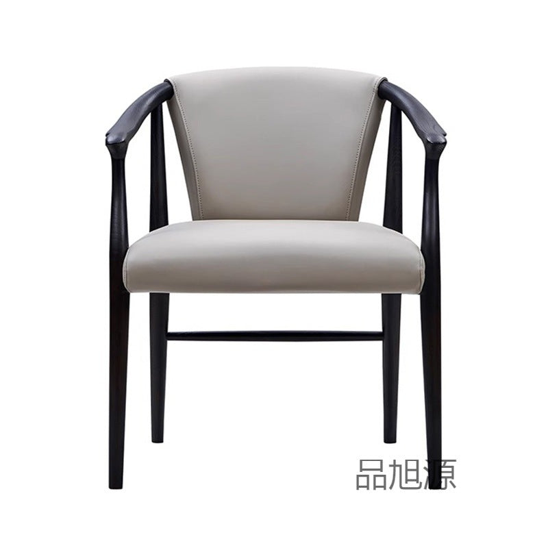 Chinese-style wabi-sabi wind solid wood dining chair study book chair backrest tea chair high-end retro leather reception negotiation chair