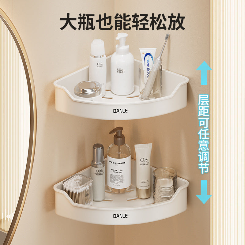 White bathroom rack No punching toilet Suction cup Wall-mounted toilet Wash table Storage corner triangular basket