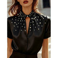 best selling women's satin short sleeve tops shirt