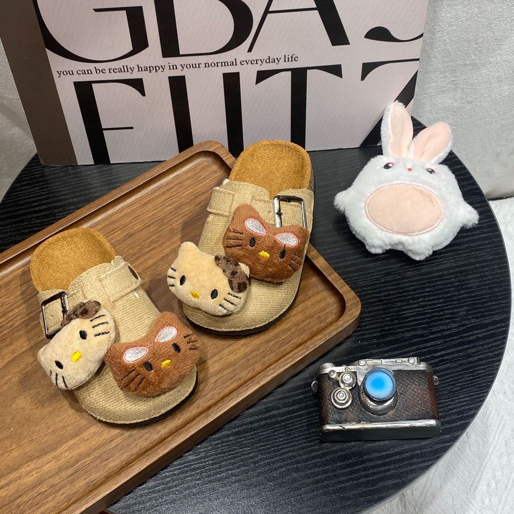 New girls' slip-on birkenstock-style sandals - toddler & little kid sizes - 2026 spring/autumn collection - cute cartoon design, comfortable & easy to wear