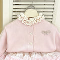 Korean style girls' fall/winter new collection: ruffle-trimmed sweater cardigan & fluffy tutu skirt two-piece set