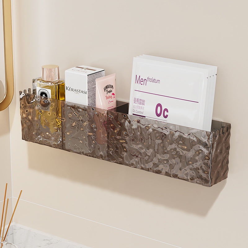 Multifunctional bathroom storage rack with compartments, drainable, no-punch wall-mounted bathroom wall cosmetic storage box