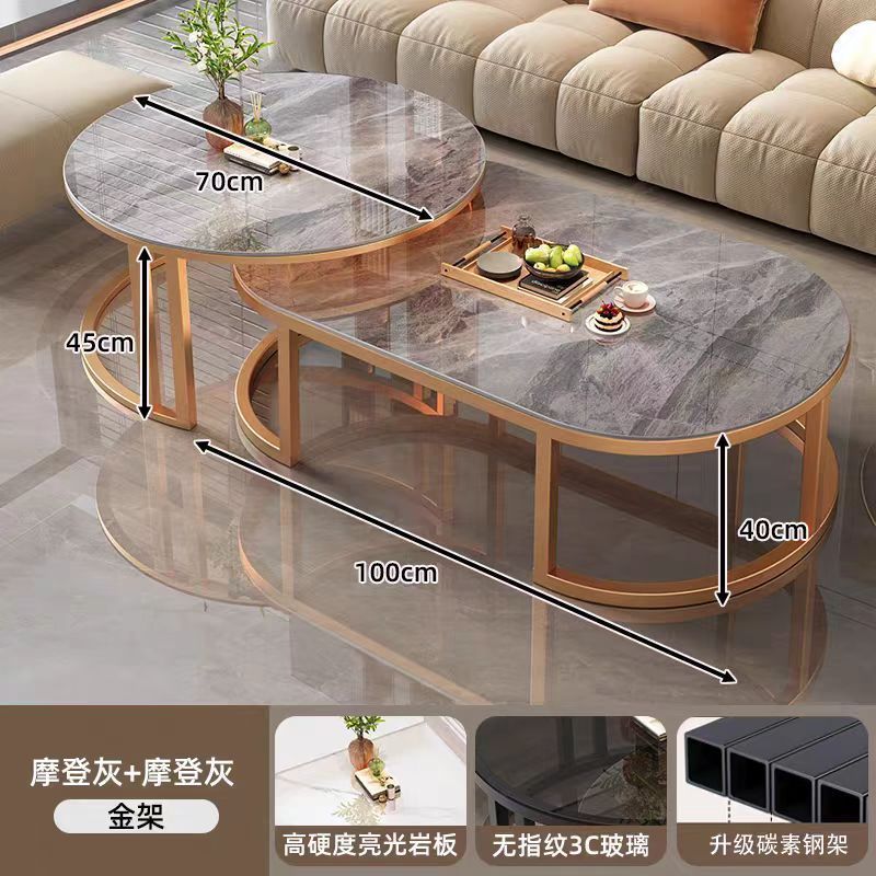 Rock slab coffee table living room for home small apartment 2025new arrivalaccessible luxuryclassy modern simple oval combination coffee table