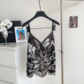Accessible luxuryfashion style camisole women's summer heavy industry sequin mesh sense of design fried street hot girlpetitestops