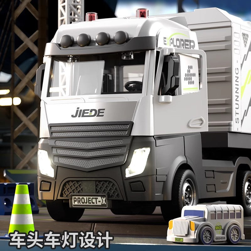 children's alloy container truck space rail car crane large truck car engineering vehicle toy set