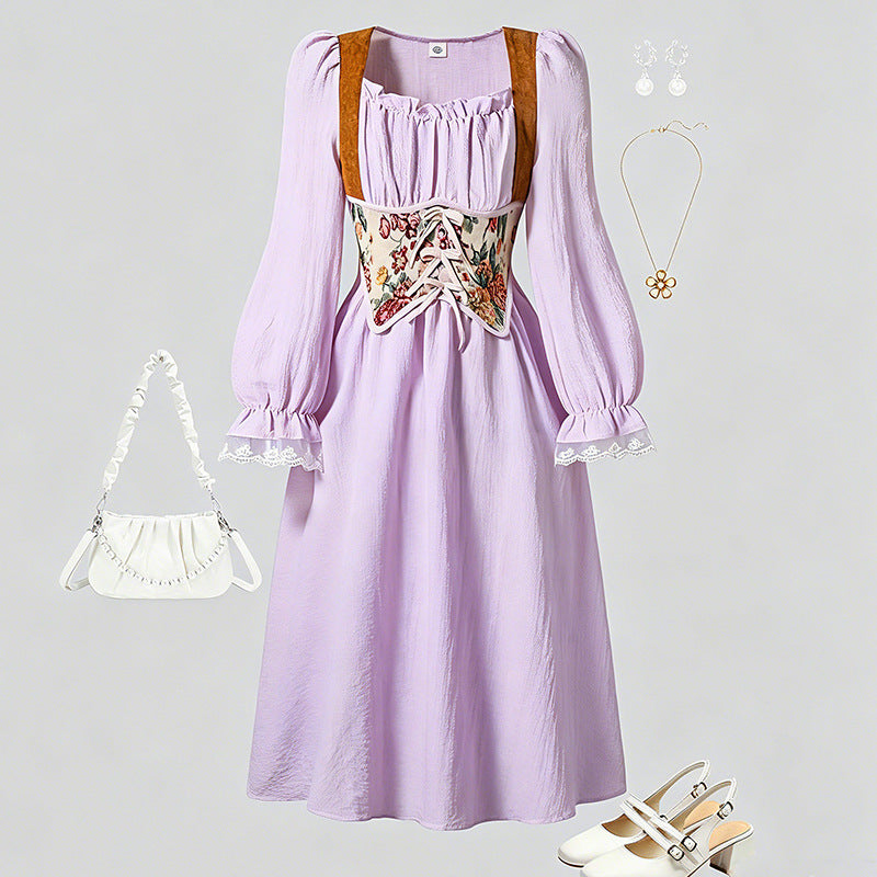 Girls' dress - cross-border children's wear -  spring/autumn new collection - french court style medieval retro long-sleeved princess dress