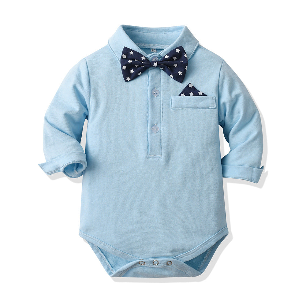 Export children's clothing new products spring & fall baby baby 100-day gentleman's suit baby suitlong sleeves khaki overalls hat