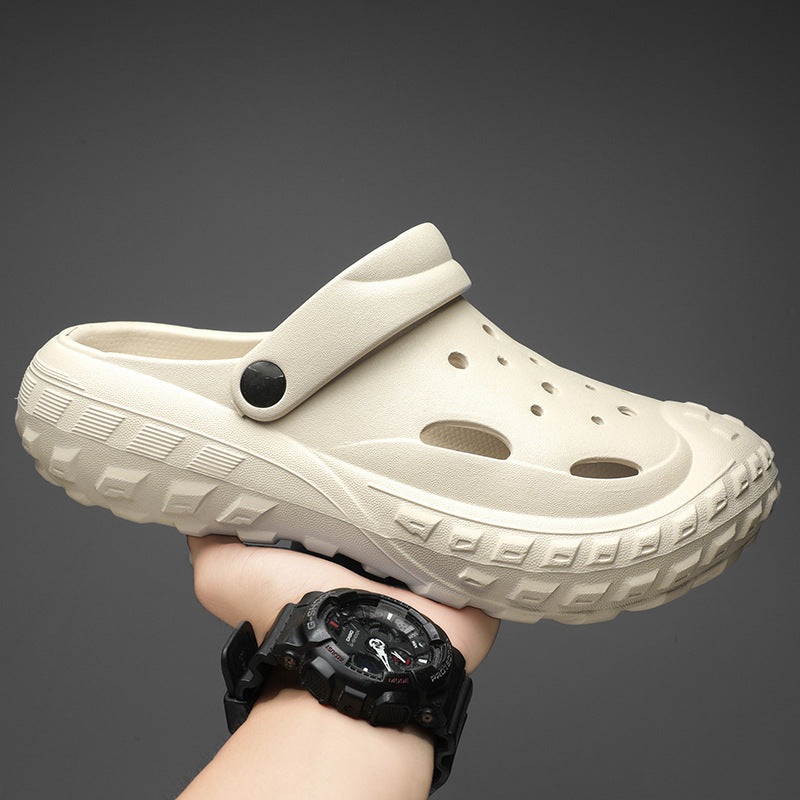 Foreign trade hole shoes men's summer outer wear bag head dual-purpose slippers tire bottom leisure beach large size slippers wholesale