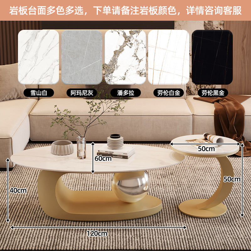 Living room slate coffee table combination simple modern small apartment for home italian normcoreaccessible luxurypopular oval sofa table