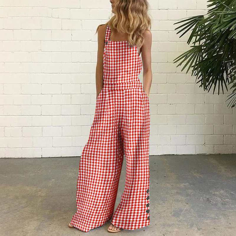 Independent station fashion  new  four-color polka dot wide-leg pants pants digital printing backless jumpsuit
